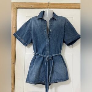 Denim Short Sleeve Romper Playsuit